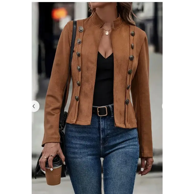 Suede Retro Double Breasted Jacket - 4
