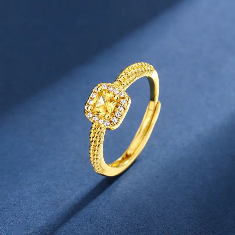 SugarCube Chic: Gold-Plated Ear & Ring Set - 3 Piece set