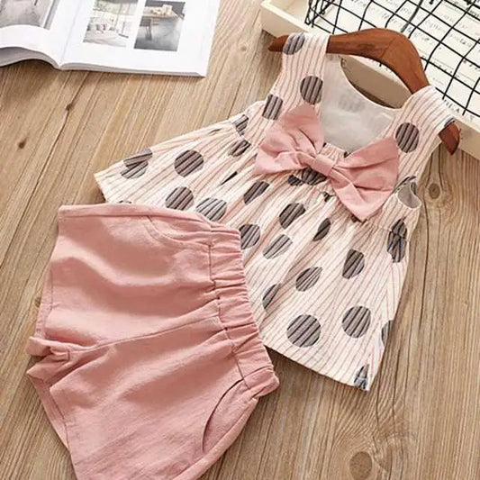 Summer Bow T-Shirt Set - BT053 pink / 2T