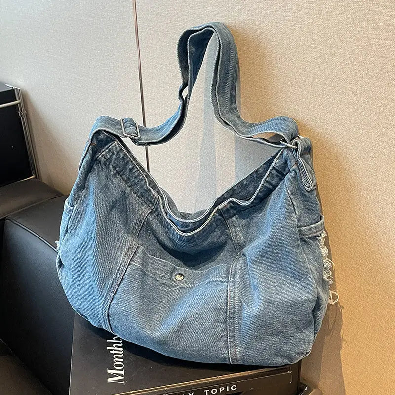Summertide One Shoulder Denim Bag - Blue