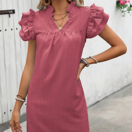 Sunlit Elegance: Euro-American Stand Collar Dress