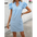 Sunlit Elegance: Euro-American Stand Collar Dress - Blue / S