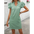 Sunlit Elegance: Euro-American Stand Collar Dress - Green / S