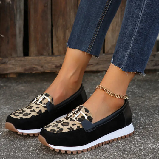 Sunny Stride: Women’s Metal Buckle Flats