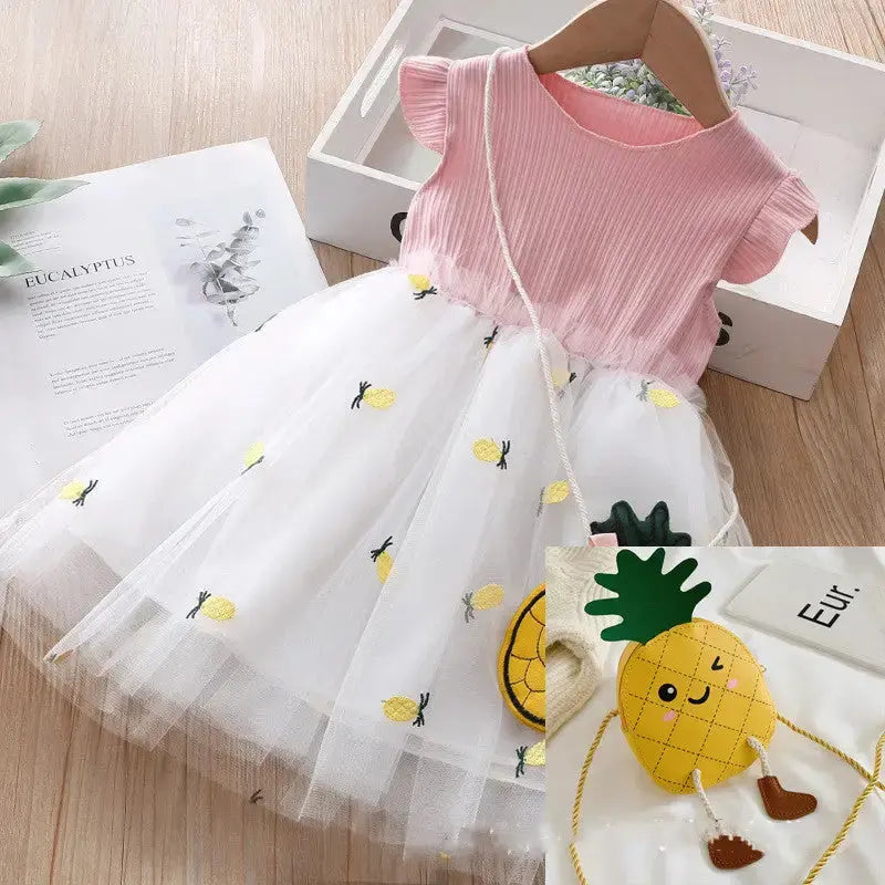SunnyBreeze Net Yarn Dress for Baby Girls - D / 90cm