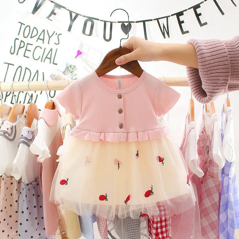 SunnyCartoon Princess Mesh Dress - Birthday Magic - Pink A / 73