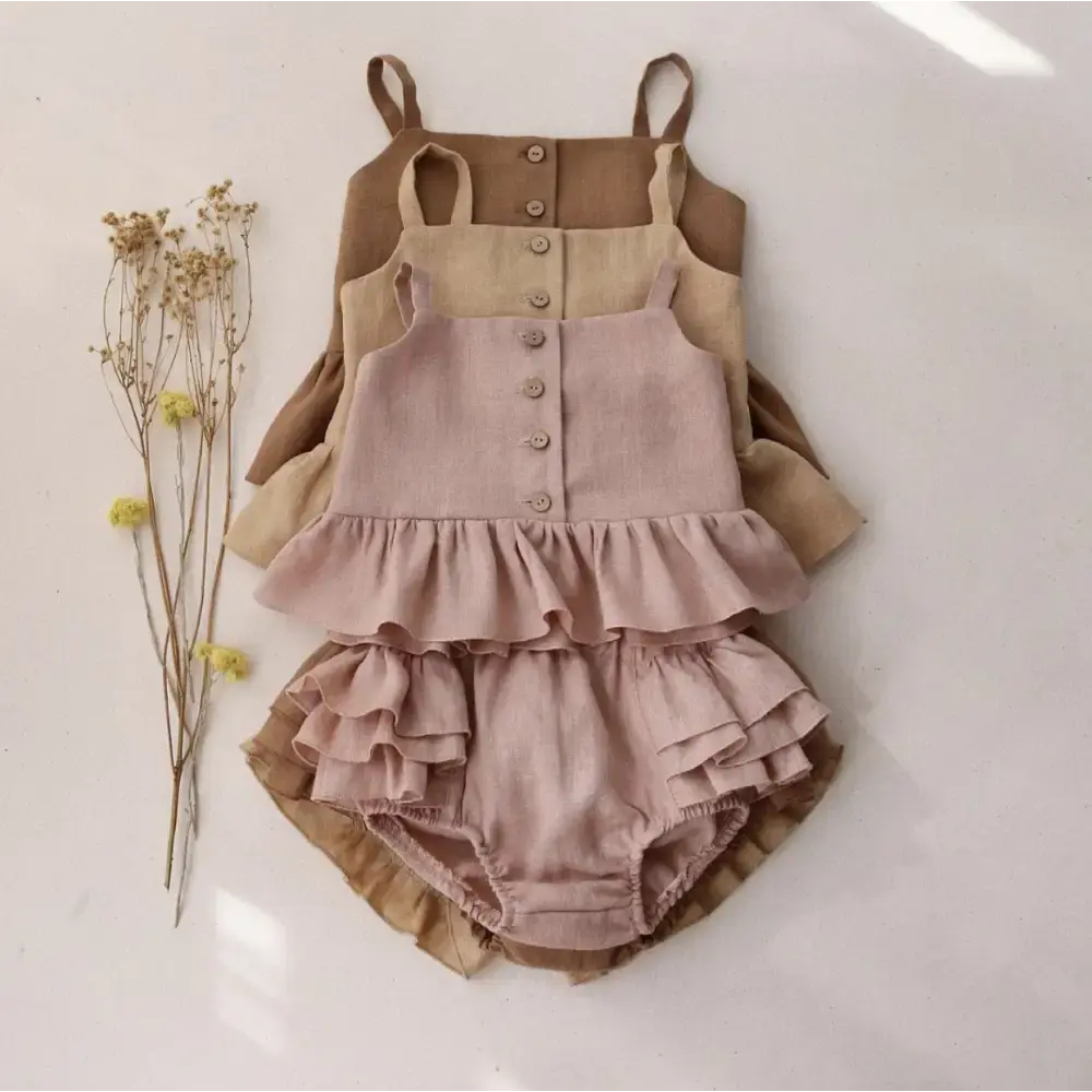SunnyFrills: Baby Girl Summer Sling & Shorts Set - Pink / 100cm
