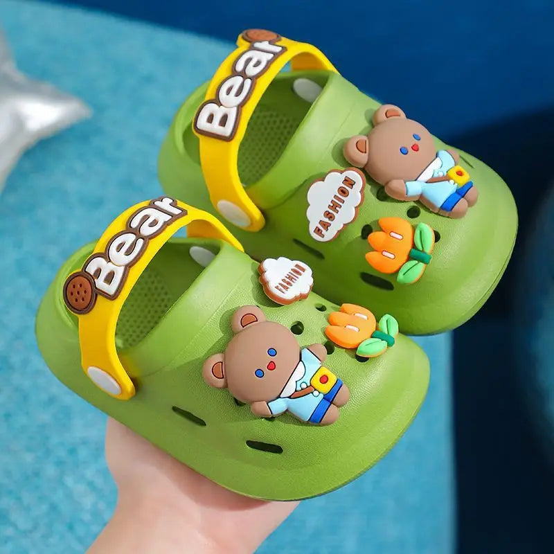 SunnySteps Kids Soft Non-Slip Summer Sandals - Flower Bear Green / 120