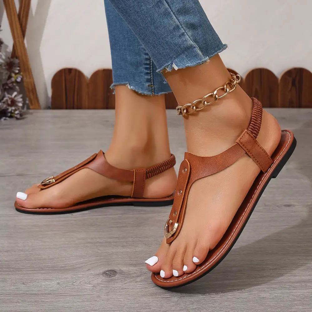 SunnyStride: Comfort Elastic Flip-Toe Sandals