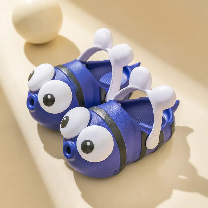 SunnyToes: Adorable Cartoon Baby Slippers - Blue / 13cm