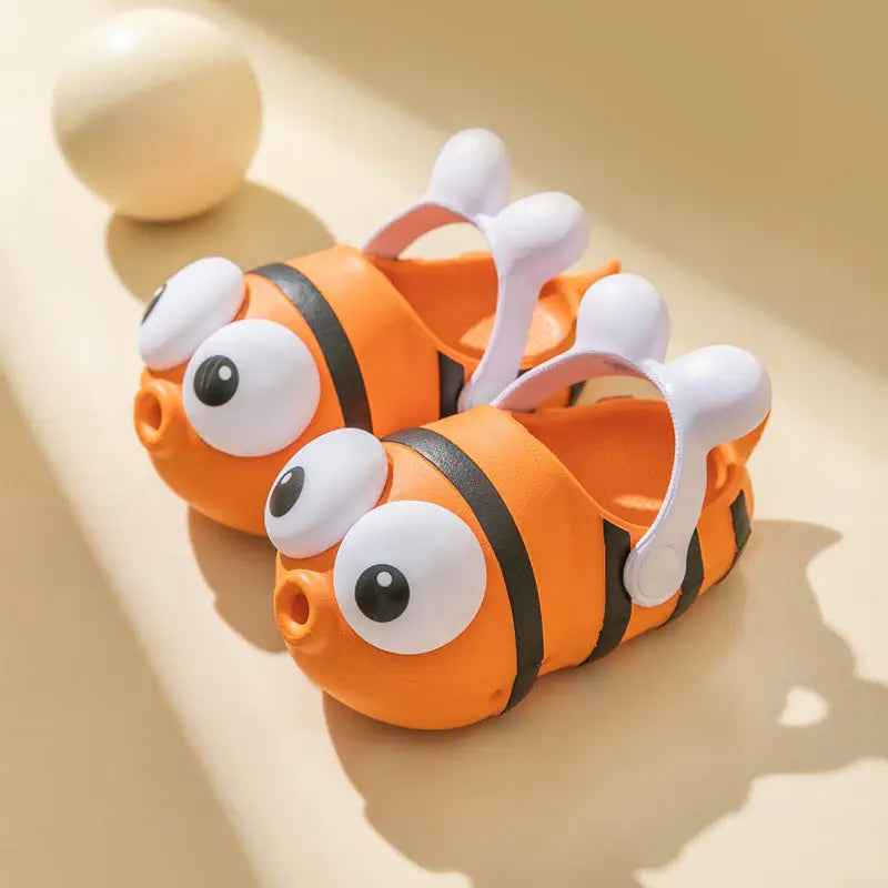 SunnyToes: Adorable Cartoon Baby Slippers - Orange / 13cm