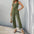 SunnyVibe V-Neck Belted Jumpsuit - S / Army Green
