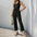SunnyVibe V-Neck Belted Jumpsuit - S / Black
