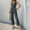 SunnyVibe V-Neck Belted Jumpsuit - S / Dark Gray