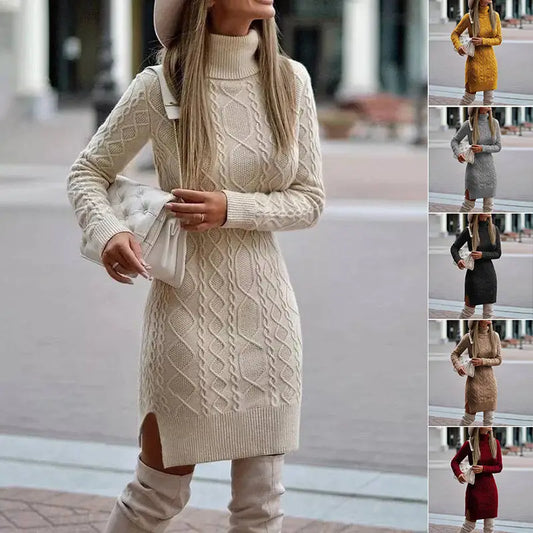 SvelteKnits: Winter Slit Turtleneck Dress