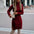 SvelteKnits: Winter Slit Turtleneck Dress - Wine Red / S