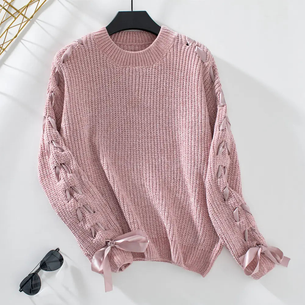 Sweet Bow Pullover Top - Pink / S