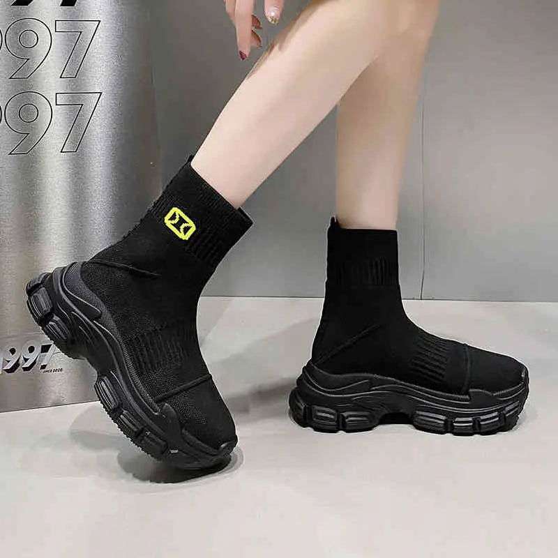 Sweet Tube White High Heel Round Toe Sponge Cake Platform Shoes - Square Black / 35