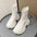 Sweet Tube White High Heel Round Toe Sponge Cake Platform Shoes - Letter white / 35