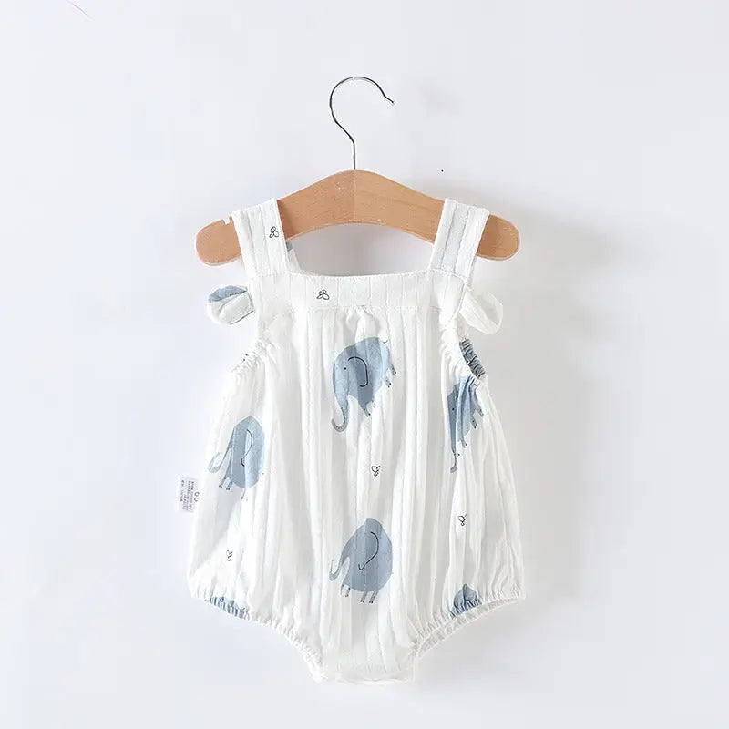 SweetPea Newborn Romper: Adorable One-piece Dress - Blue Elephant / 66cm