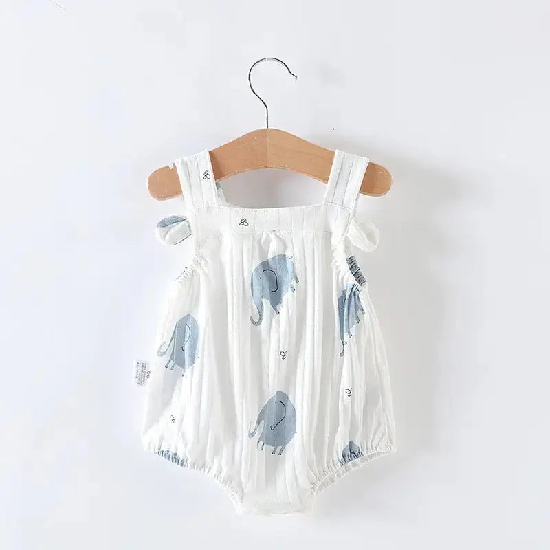 SweetPea Newborn Romper: Adorable One-piece Dress - Blue Elephant / 66cm