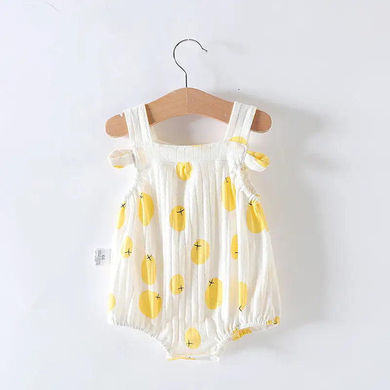 SweetPea Newborn Romper: Adorable One-piece Dress - Yellow dots / 80cm