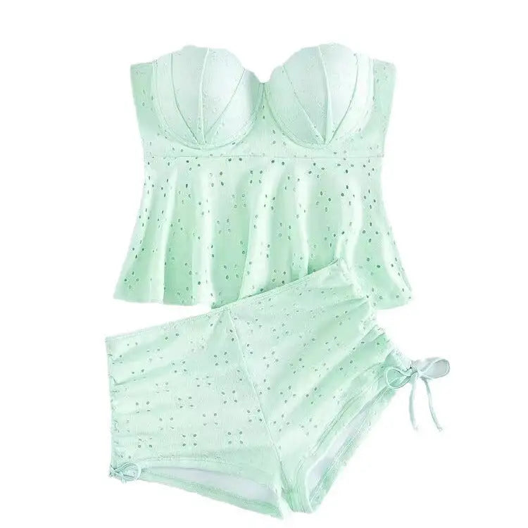 Swimsuit Hollow Shell Hard Bag Solid Color Women’s Bikini