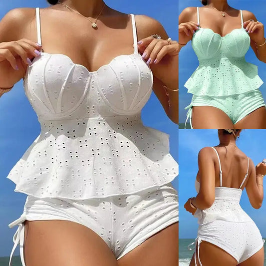 Swimsuit Hollow Shell Hard Bag Solid Color Women’s Bikini