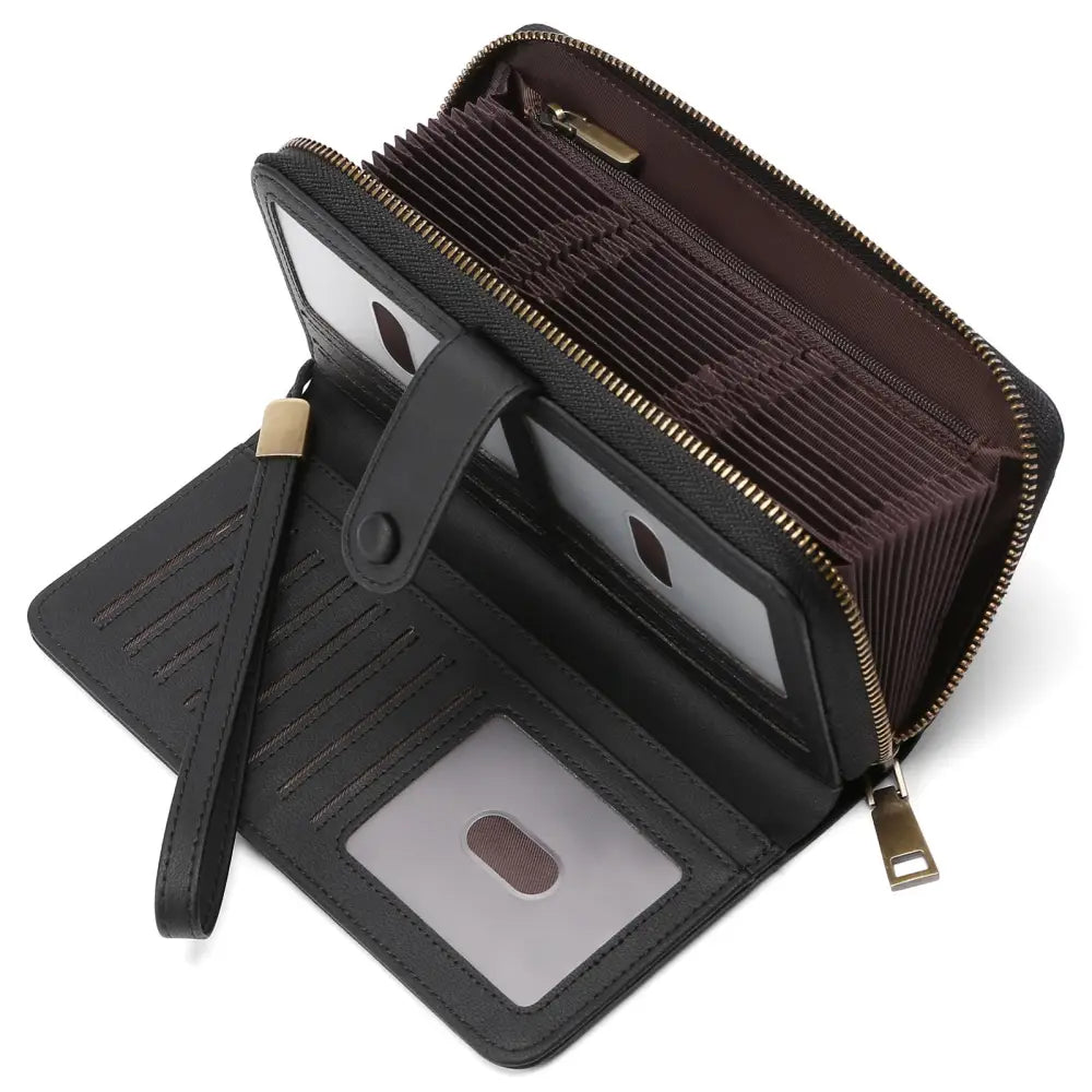 Synthetic Leather Daily Wallet with Anti-Theft Protection - Starry Sky Black