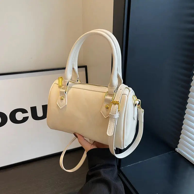 Synthetic Leather Square Handbag with Multiple Pockets