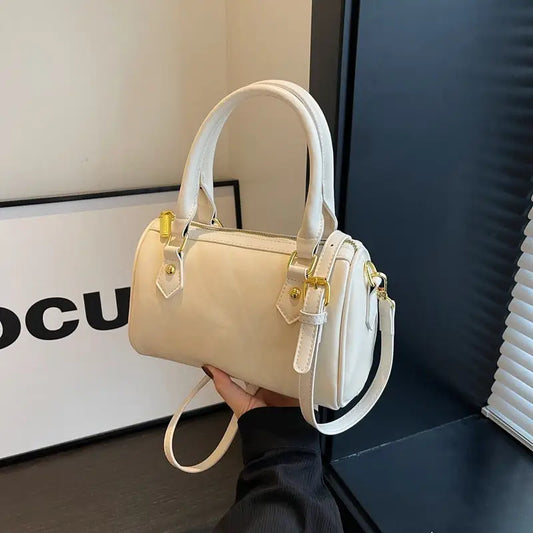 Synthetic Leather Square Handbag with Multiple Pockets