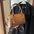 Synthetic Leather Square Handbag with Multiple Pockets - Brown