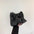 Synthetic Leather Three-Dimensional Pocket Bow Square Bag - Black