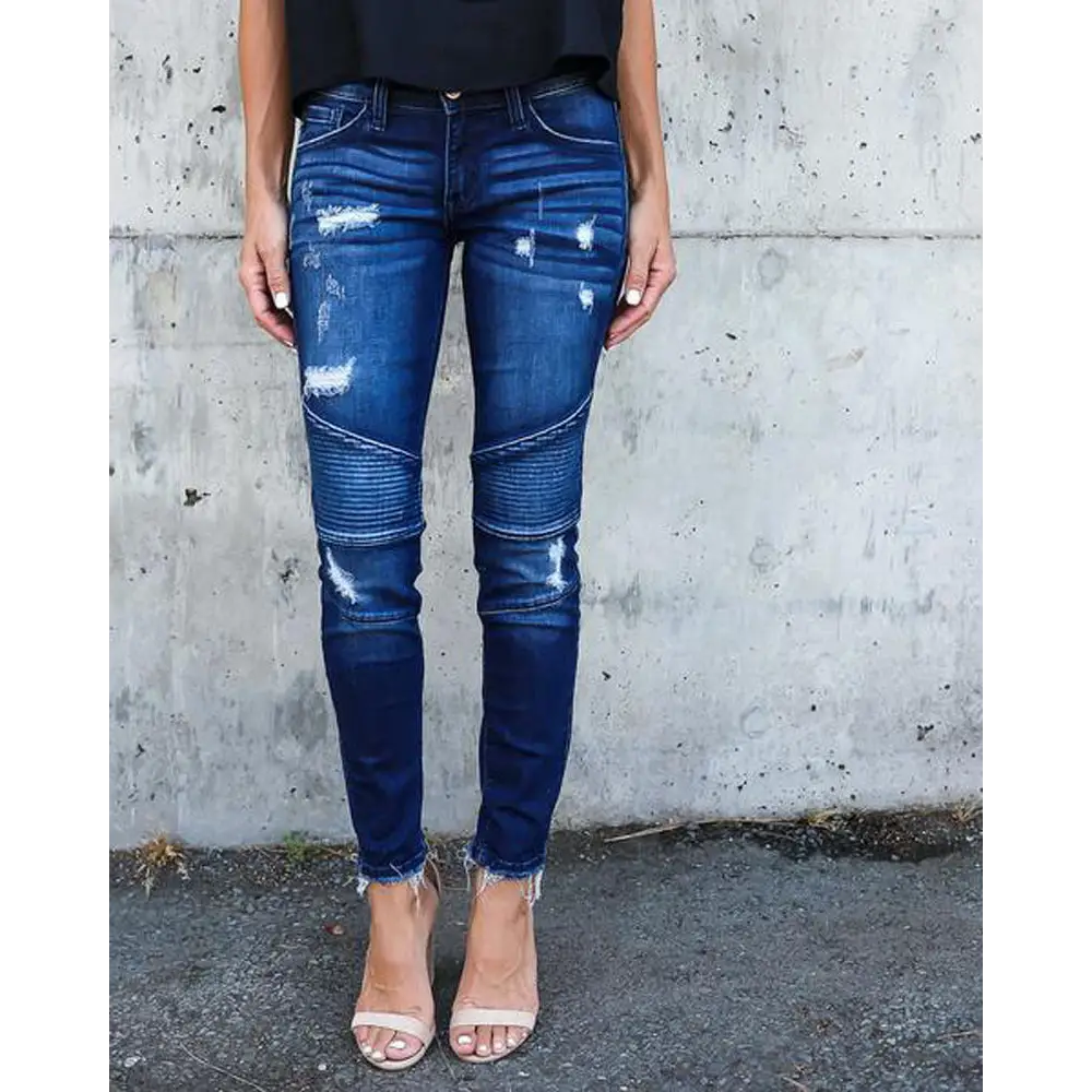 Tassel Toned Jeans - 2 Dark Blue / XL