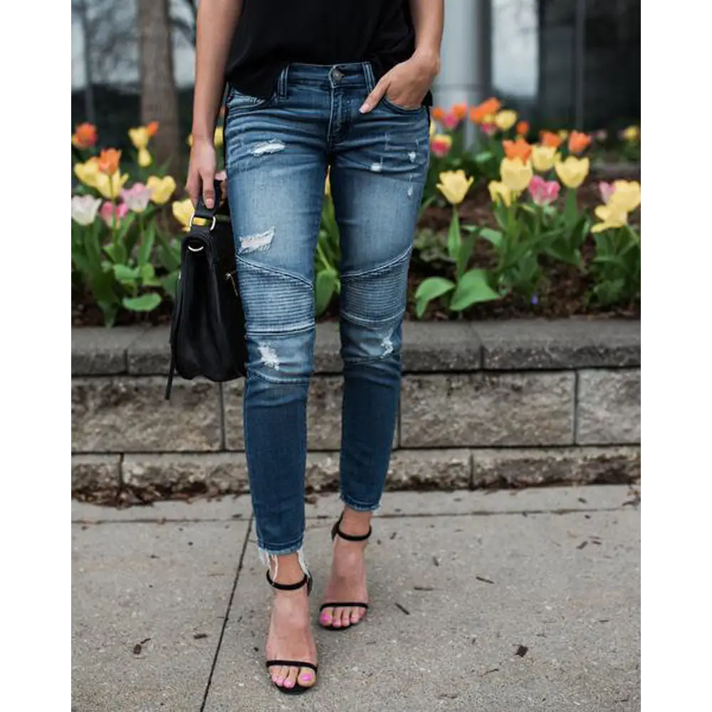 Tassel Toned Jeans - 2 Light Blue / L