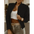 Black cable-knit bomber jacket.