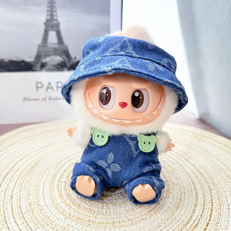 The Monsters Labubu Vinyl Blind Box Clothes Collection Blue brand overalls two piece suit