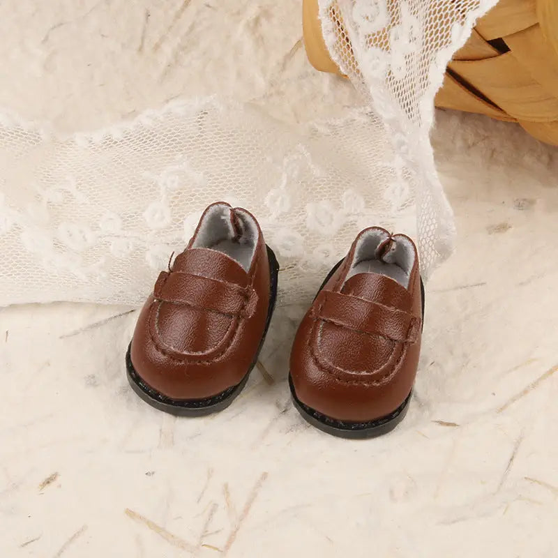 The Monsters Labubu Vinyl Blind Box Clothes Collection Brown square toe shoes