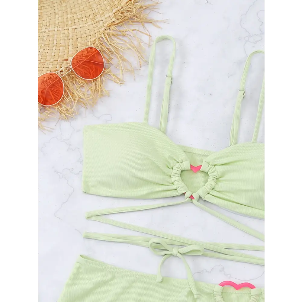 Three-piece Bikini Swimsuit Women’s Lace Heart