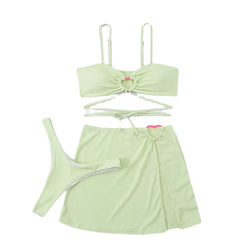 Three-piece Bikini Swimsuit Women’s Lace Heart