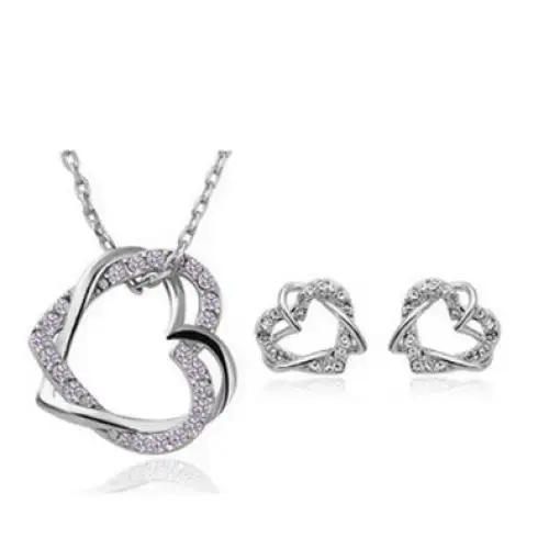 Timeless Love: Heart & Diamond Elegance - Sliver
