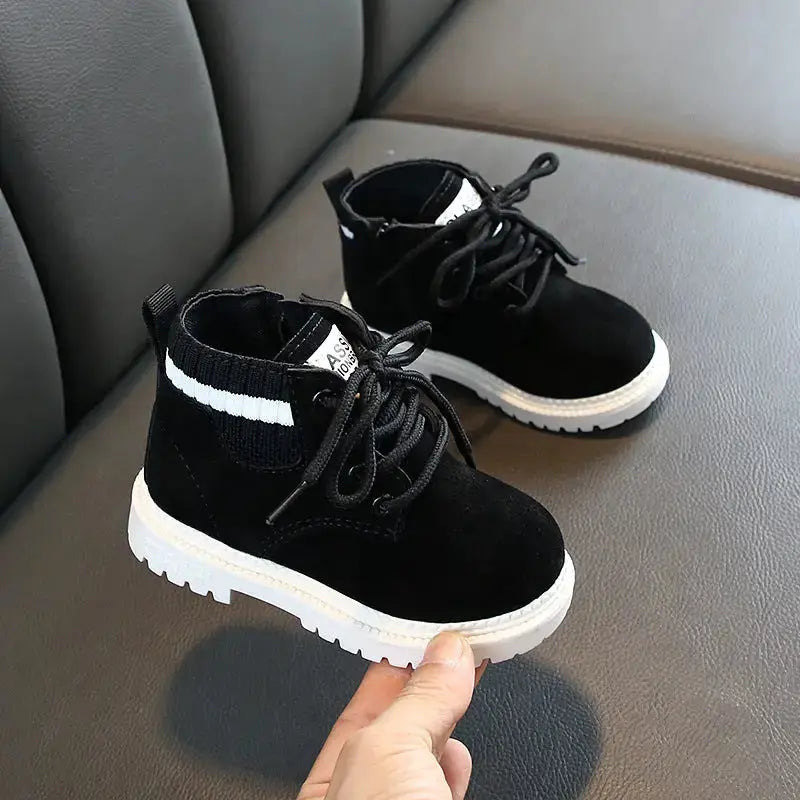 TinyToes Soft Sole Toddler Boots - Black / 21