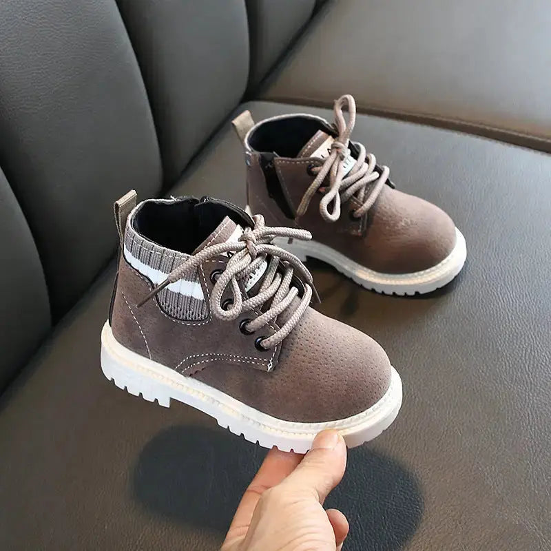 TinyToes Soft Sole Toddler Boots - Grey / 21
