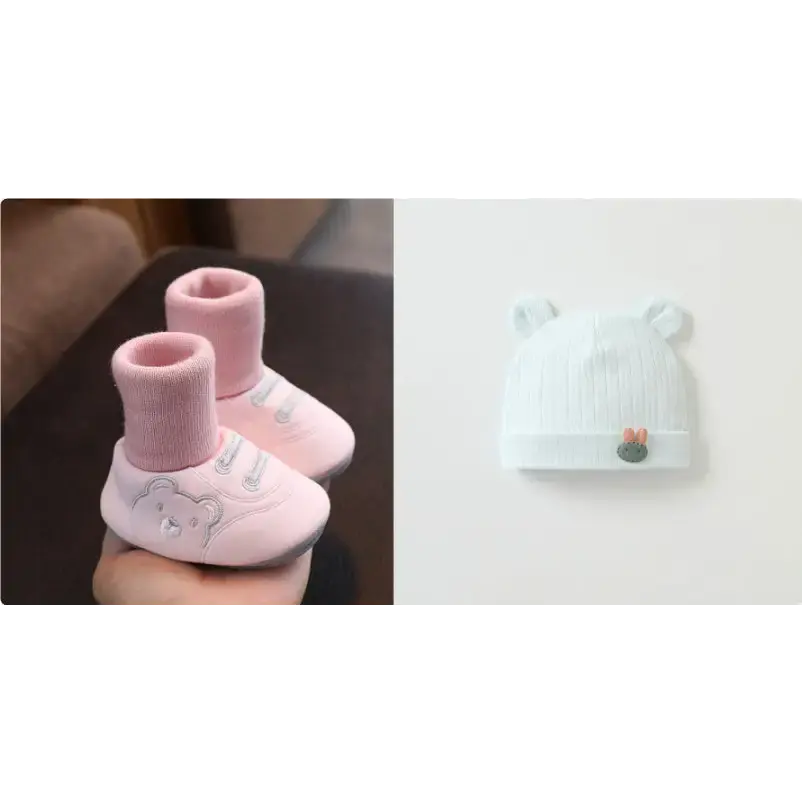 TinyTreads Non-Slip Baby Shoes - Spring Cotton Pink set / Inner Length 11cm