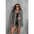 Gray faux fur coat.
