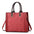 Top Handle Satchel Handbag with Adjustable Shoulder Strap - Red