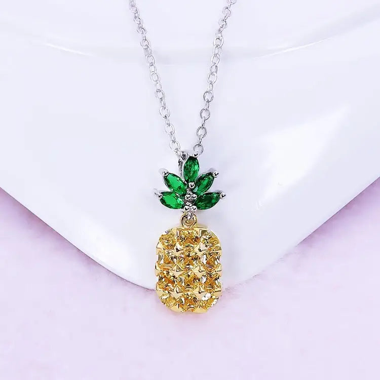 Tropical Glam: Crystal Pineapple & Coconut Earrings Set