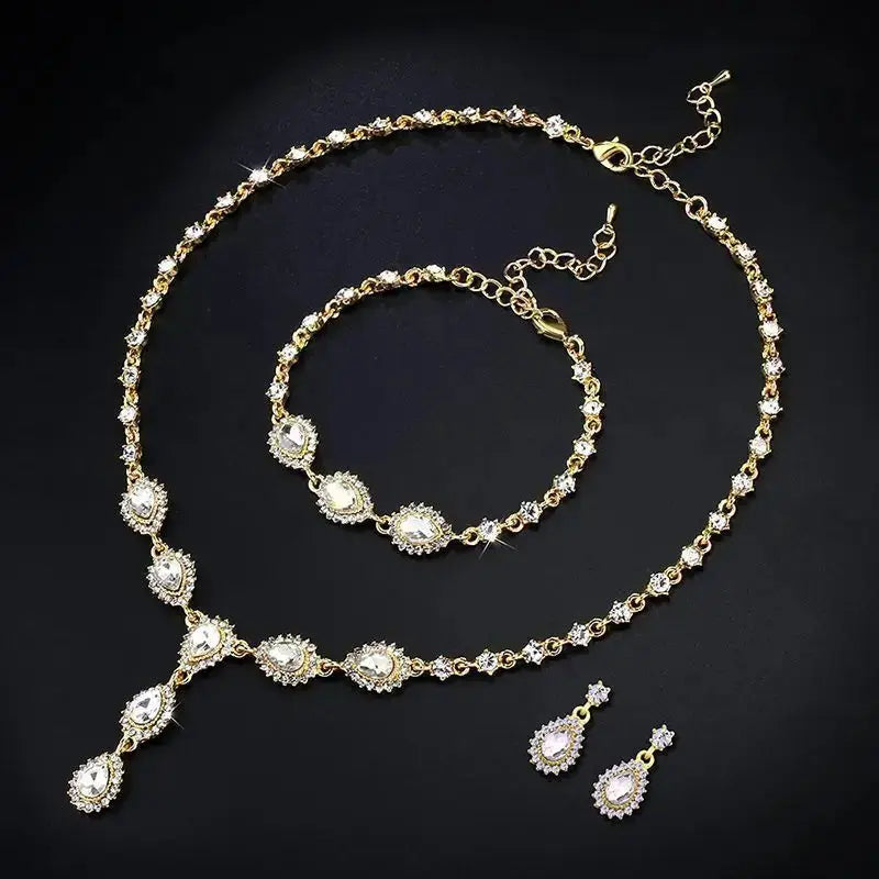 Twilight Sparkle: Zircon Bridal Jewelry Set - Gold