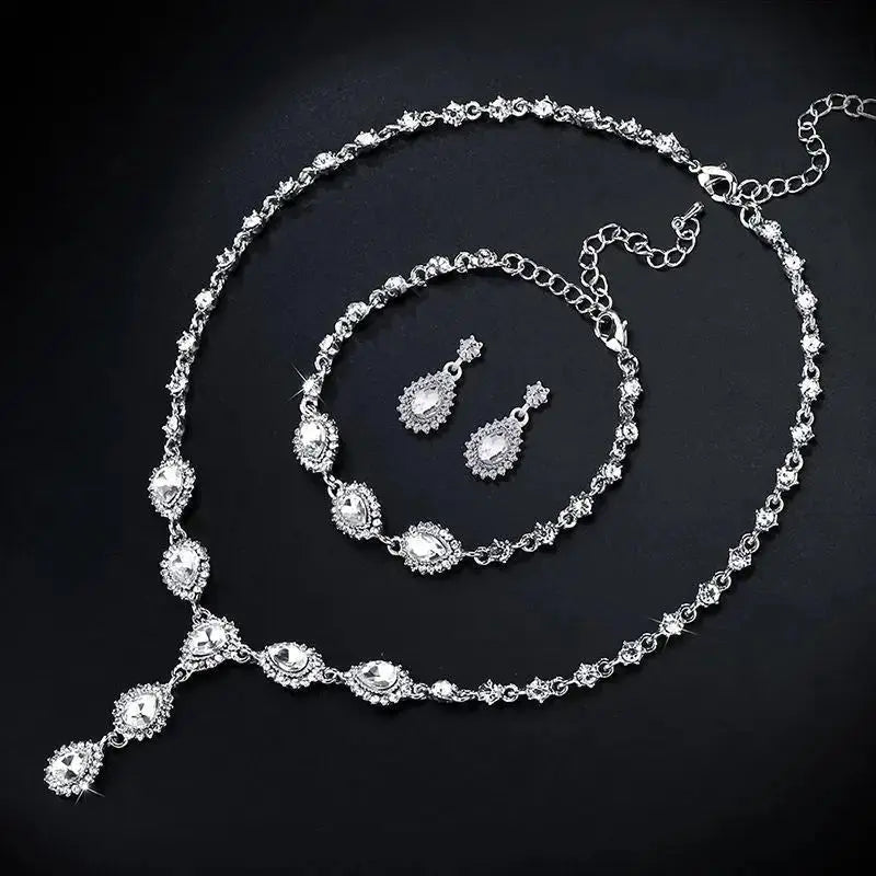 Twilight Sparkle: Zircon Bridal Jewelry Set - Silver