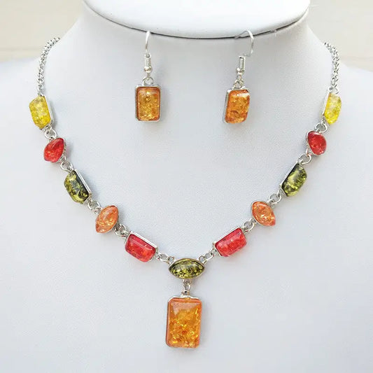 Twinkle Duo: Earrings & Necklace Set - White